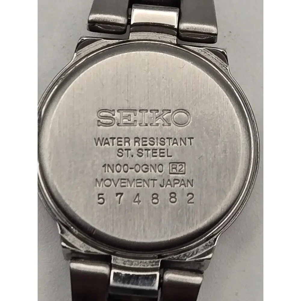 Seiko Quartz Watch Mother of Pearl Diamond Stainless Steel Aesthetic